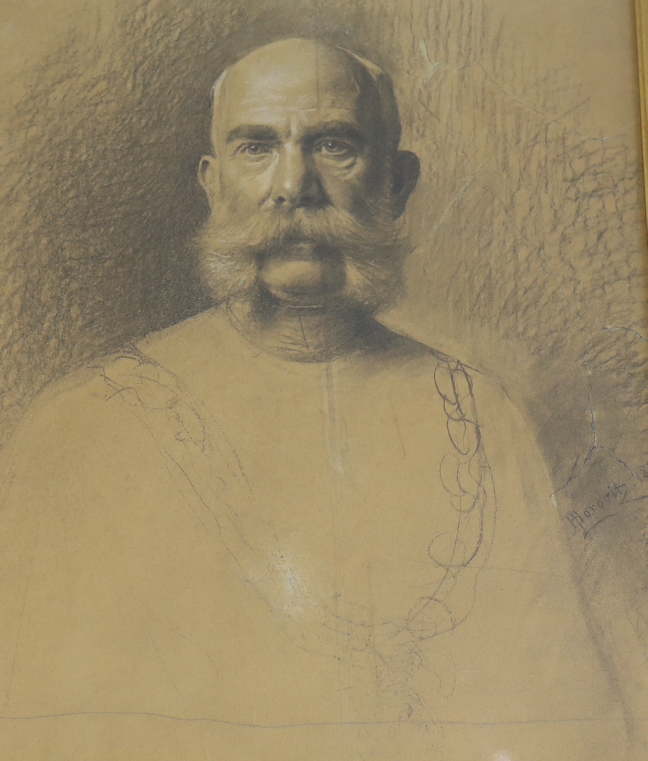 Leopold Horovitz (1838-1917), chalk and charcoal preparatory drawing for a portrait of Kaiser Franz Joseph I, signed and dated 1898, 60 x 50cm